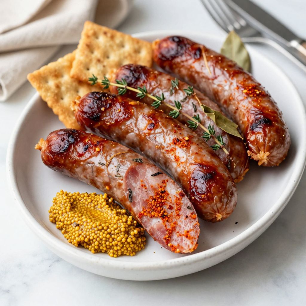 Andouille sausage serving