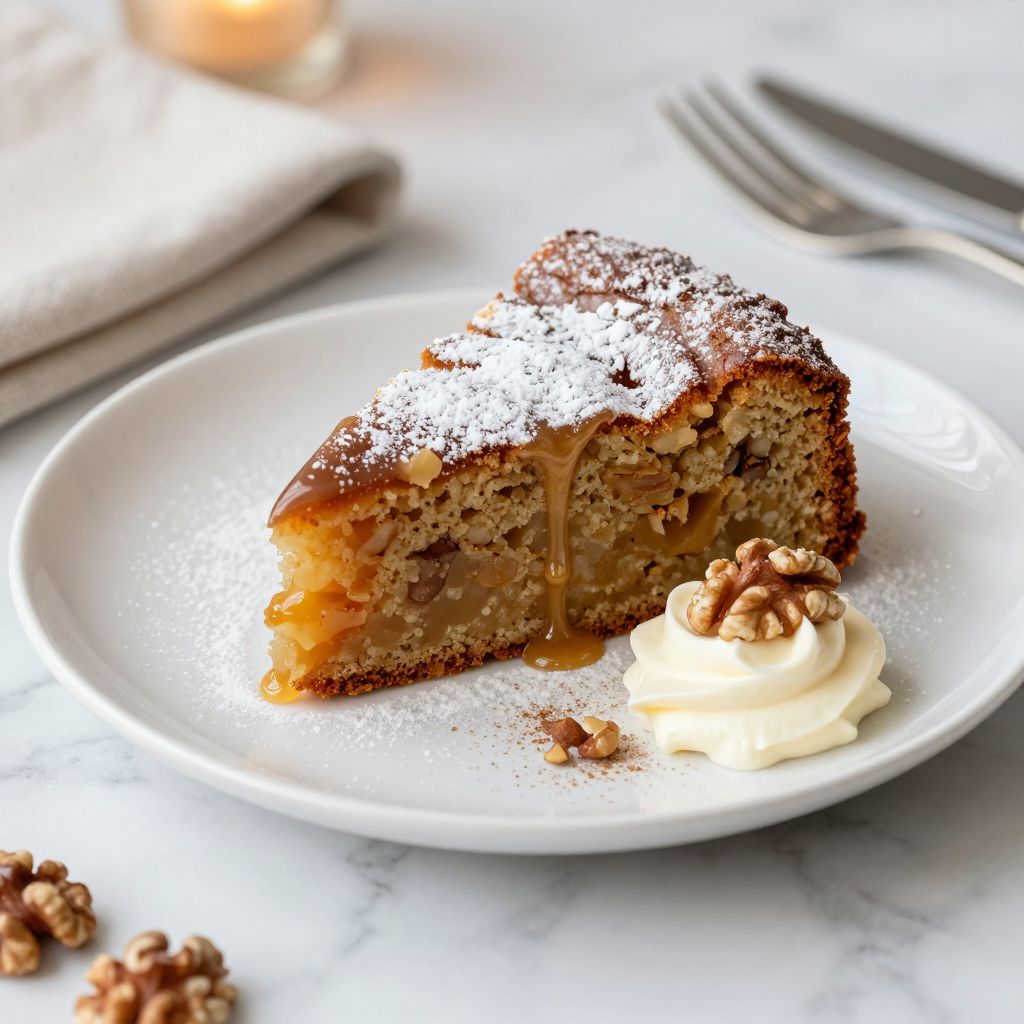 Slice of applesauce cake on a plate