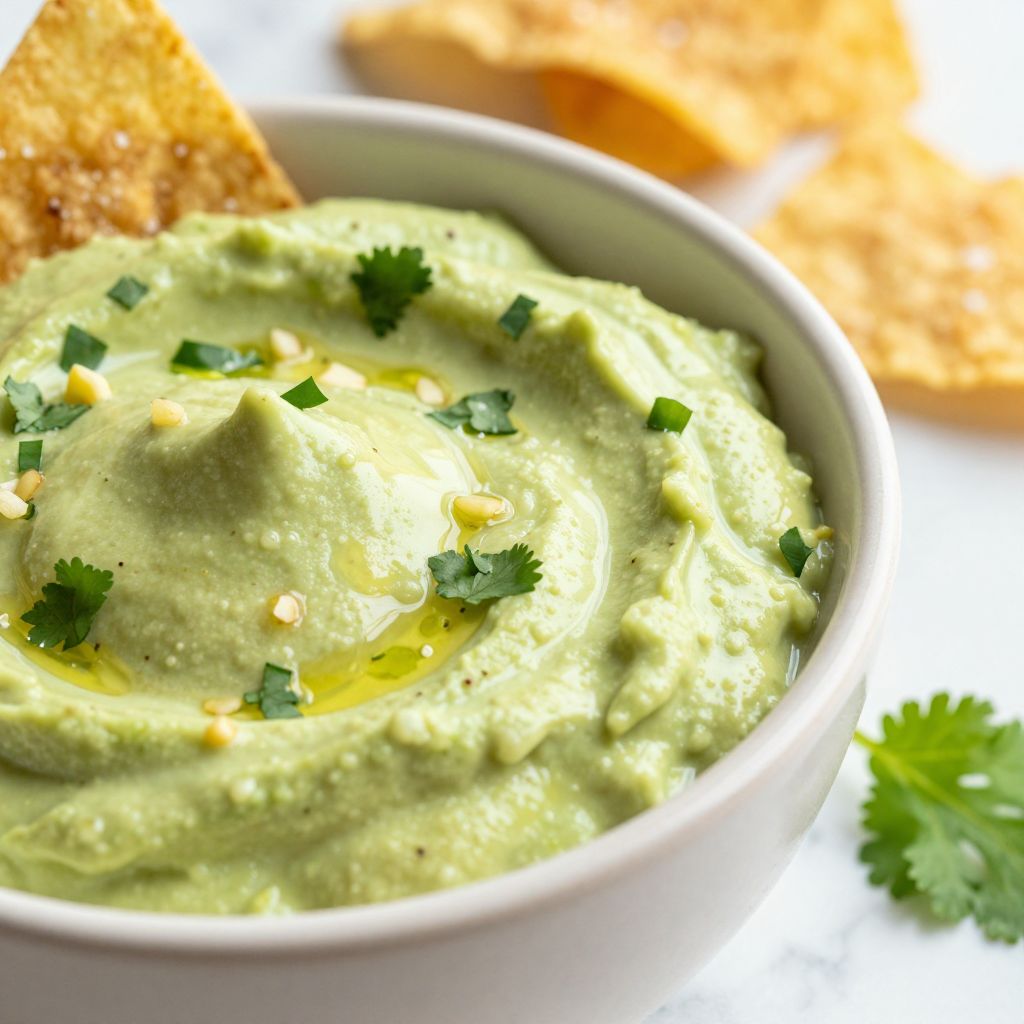 Avocado crema blended and ready to serve