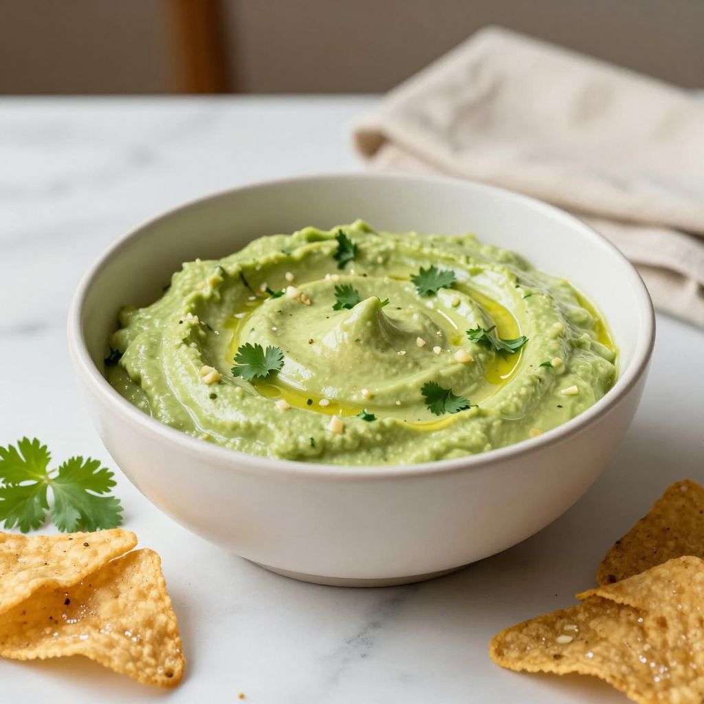 Bowl of avocado crema ready to serve