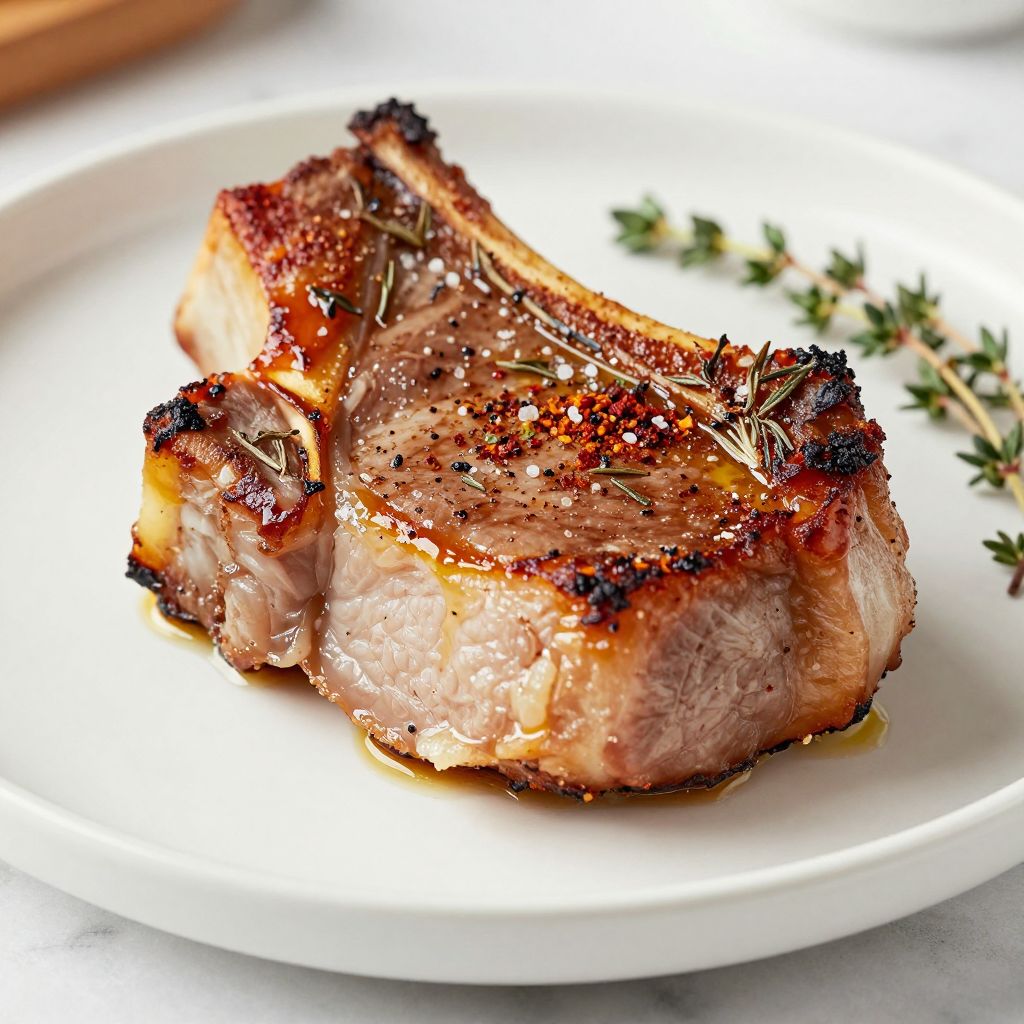 Baked pork chops out of the oven