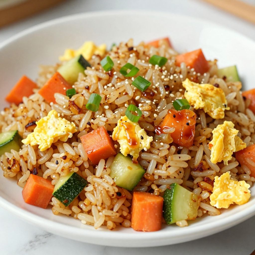Benihana fried rice being cooked on a griddle