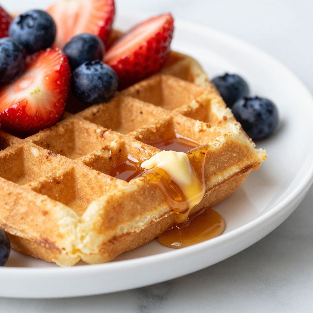 Bisquick waffle fresh from waffle iron