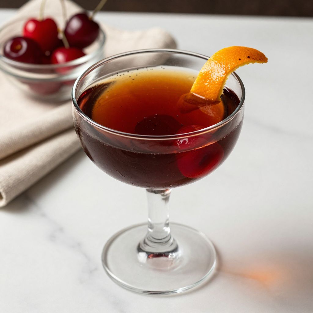 Black Manhattan cocktail served