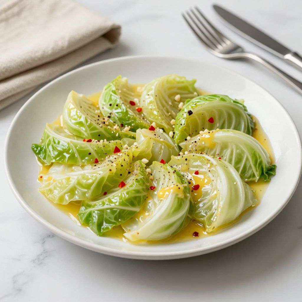 Boiled cabbage served