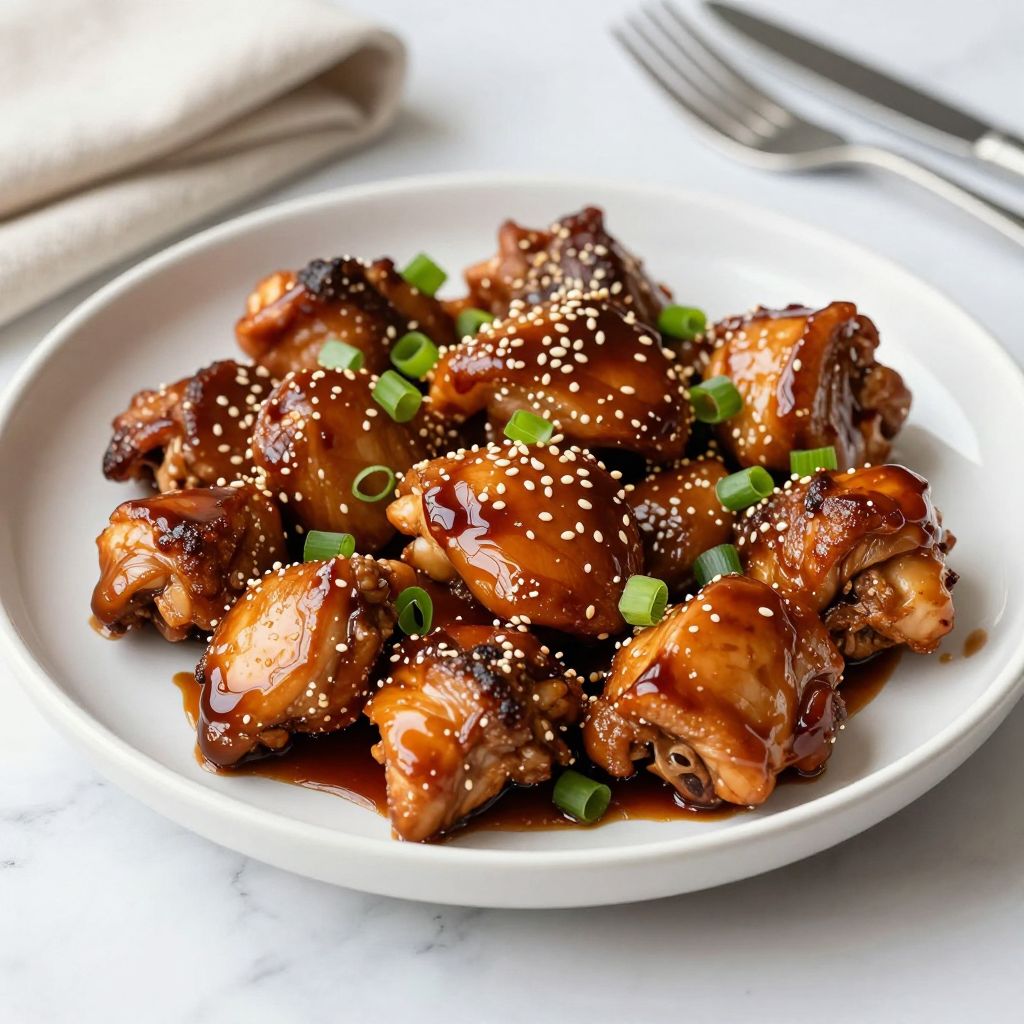 Bourbon chicken served over rice