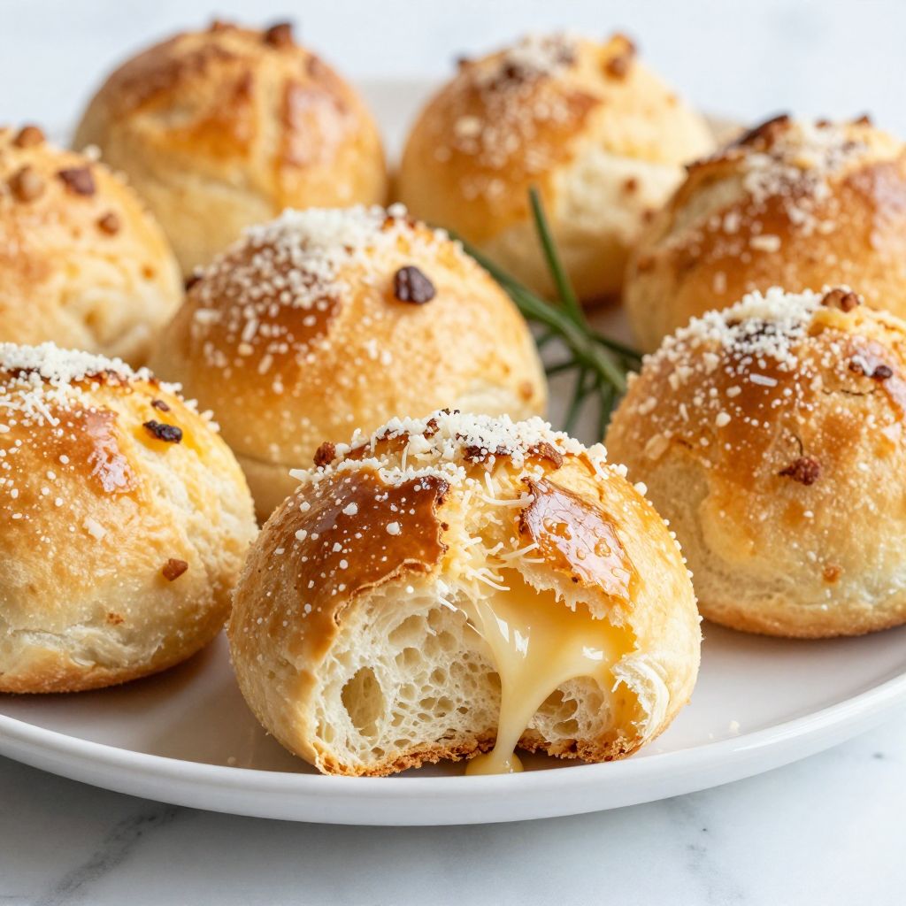 Freshly baked Brazilian cheese bread in muffin tin