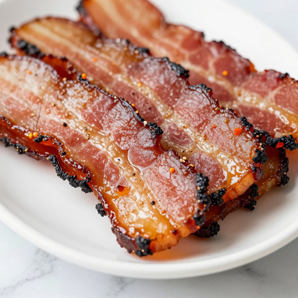 Candied bacon on baking sheet