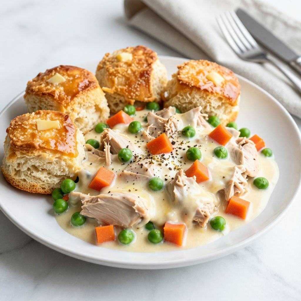 Chicken and Biscuits being served