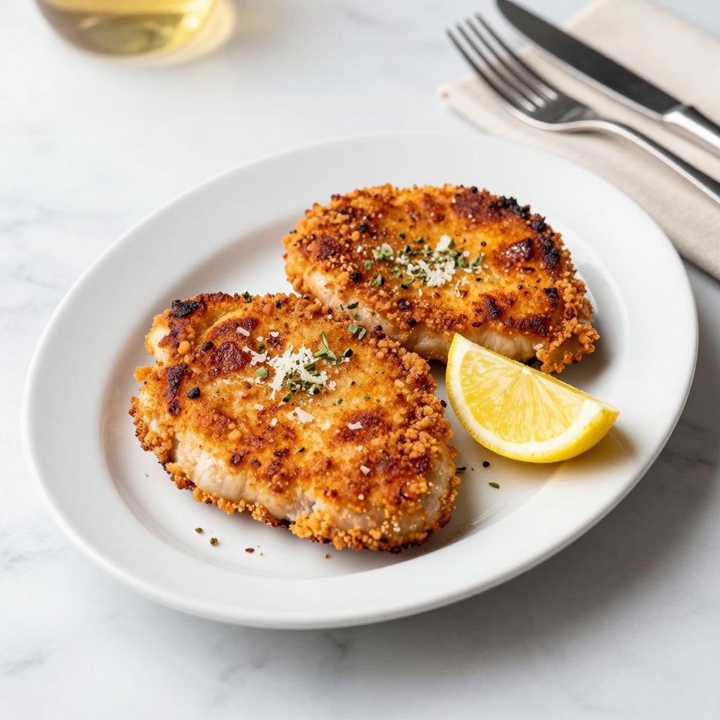 Crispy chicken cutlets served