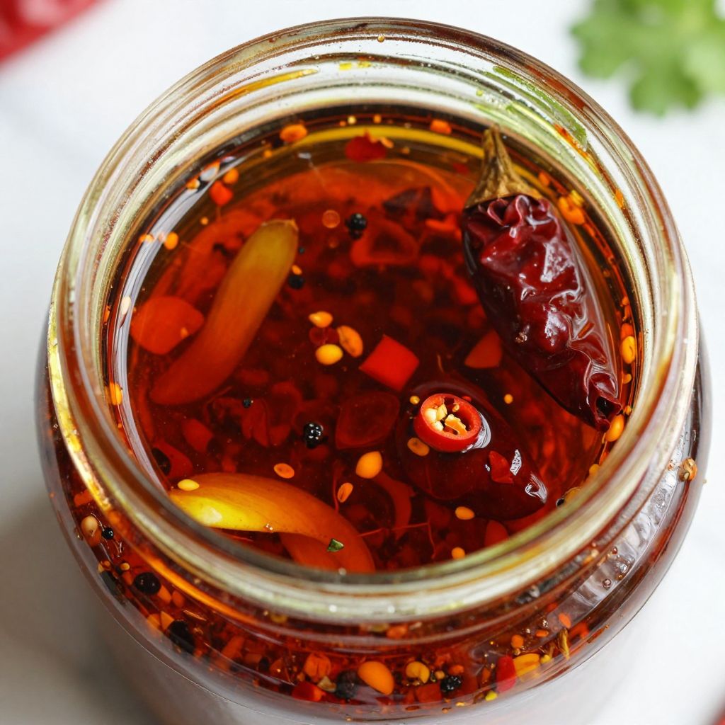 Chili oil in a jar