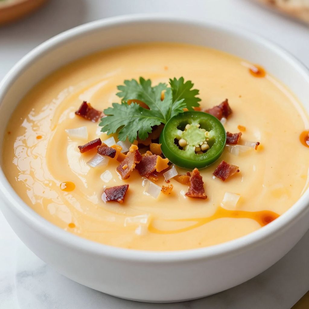 Chipotle queso dip in saucepan