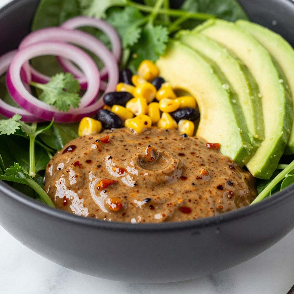 Blended chipotle vinaigrette being poured