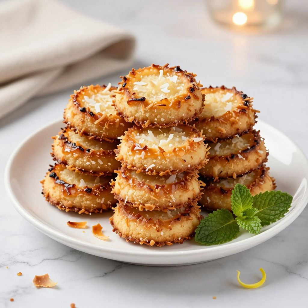 Plate of finished coconut cookies