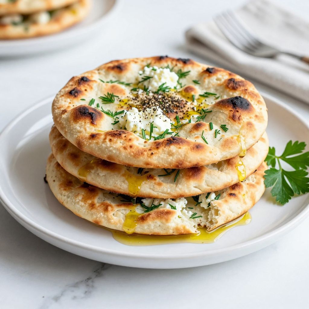 Stack of cottage cheese flatbreads ready to serve