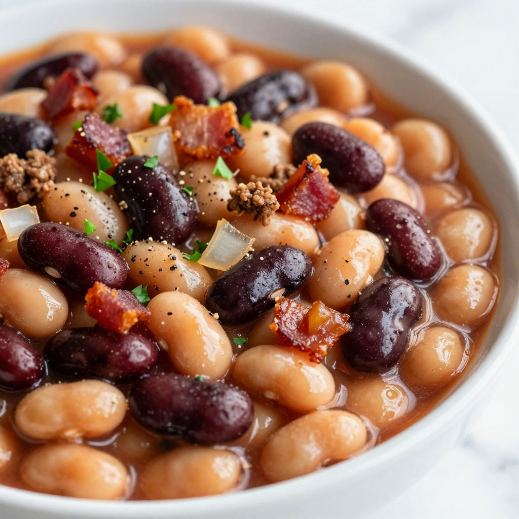 Cowboy baked beans fresh from the oven