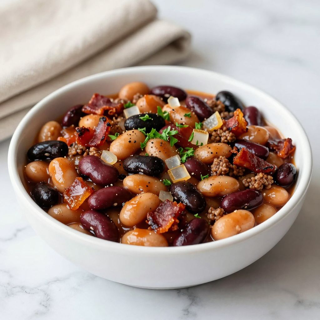 Cowboy baked beans served in a bowl