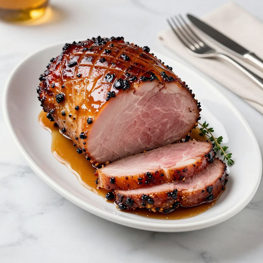 Sliced crockpot ham served