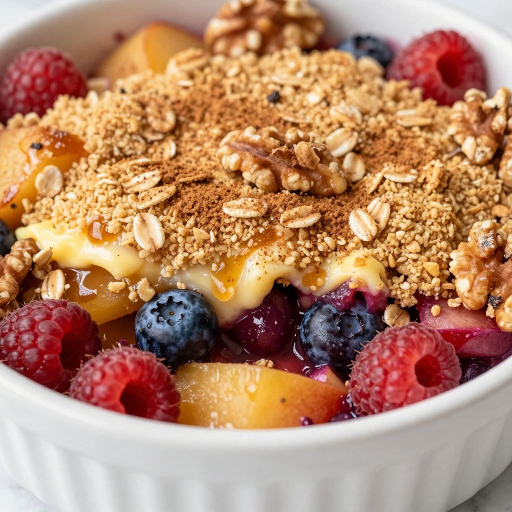 Crumble topping freshly baked
