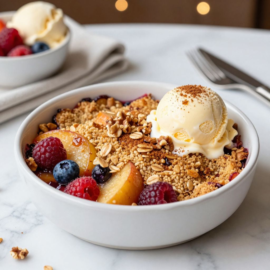Crumble topping served
