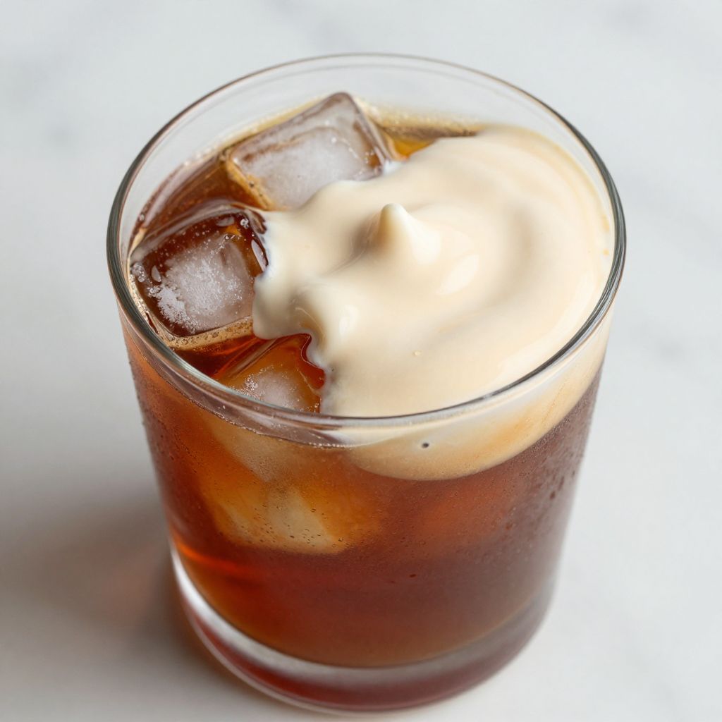 Dirty Dr Pepper cocktail with cream