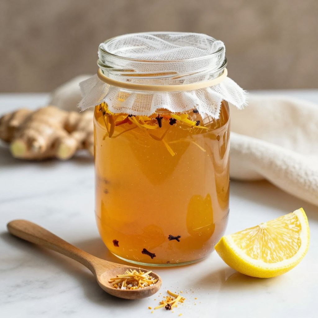 Pouring ginger bug into sparkling water