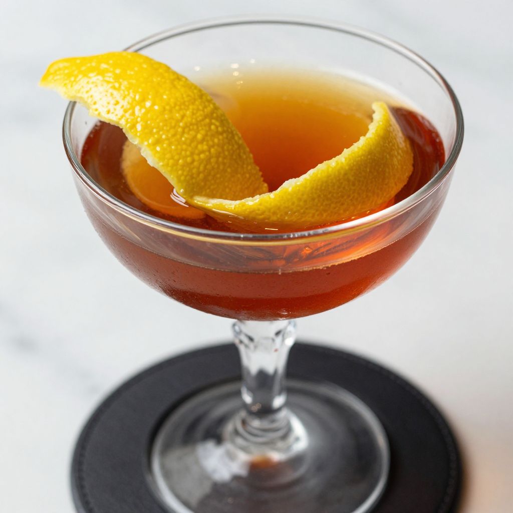 Hanky Panky cocktail with lemon twist