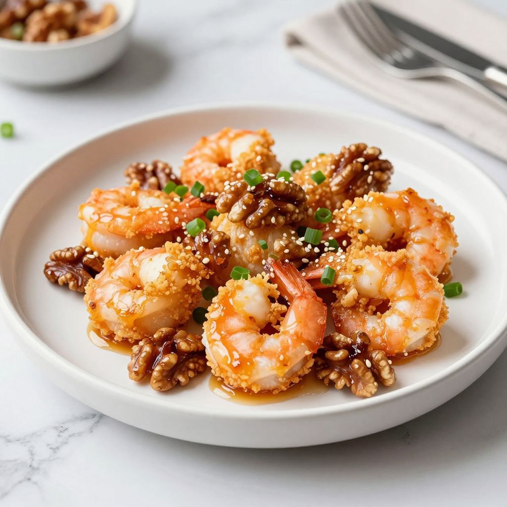 Plated honey walnut shrimp