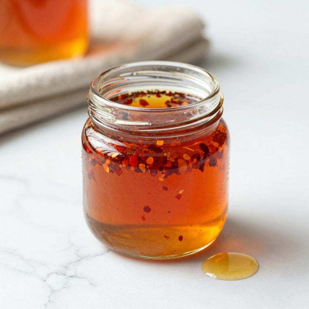 Hot honey jar with chili flakes