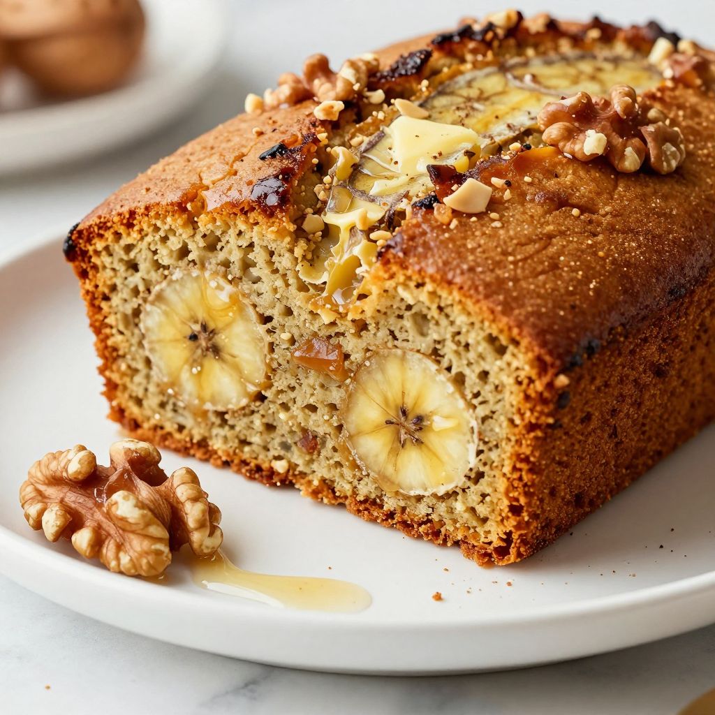 Keto banana bread sliced on a cutting board
