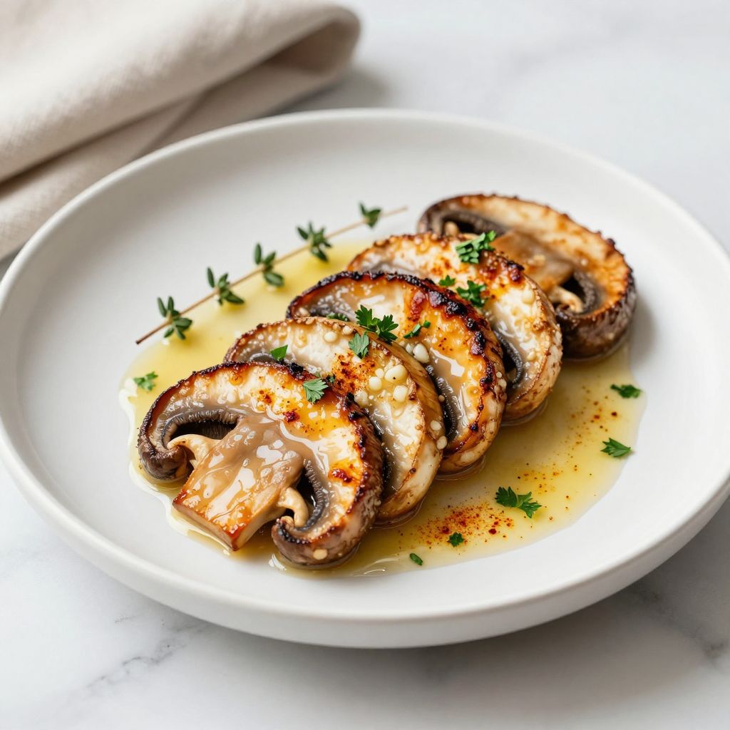 Serving of pan-seared king oyster mushrooms