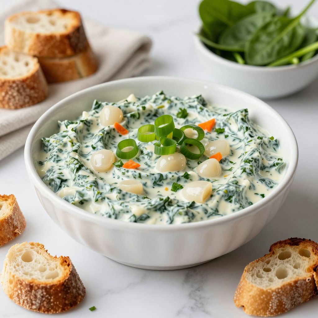 Bowl of Knorr spinach dip with bread