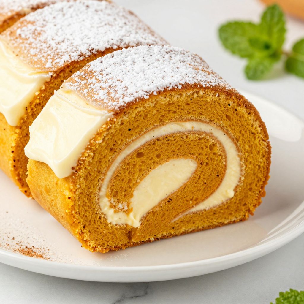 Libby's pumpkin roll sliced