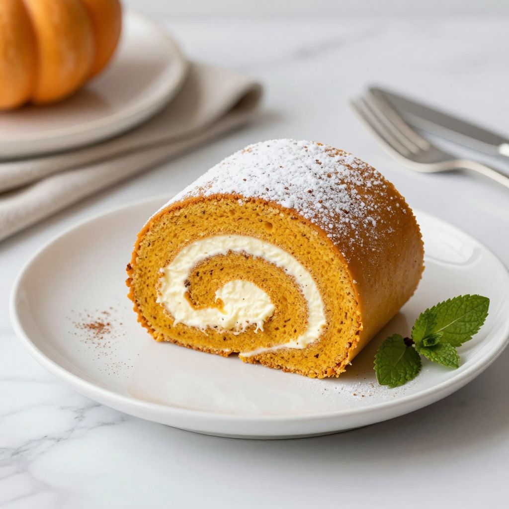 Whole pumpkin roll on board