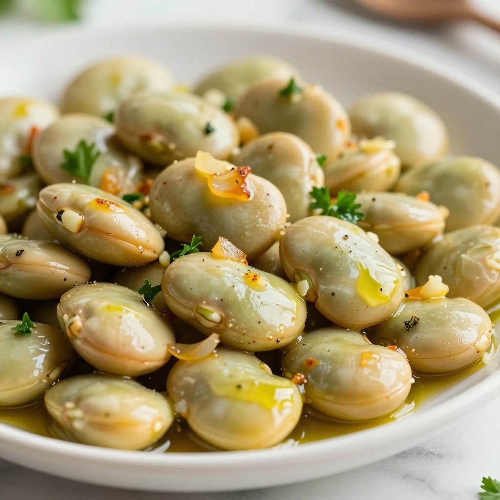 Lima beans simmering with aromatics