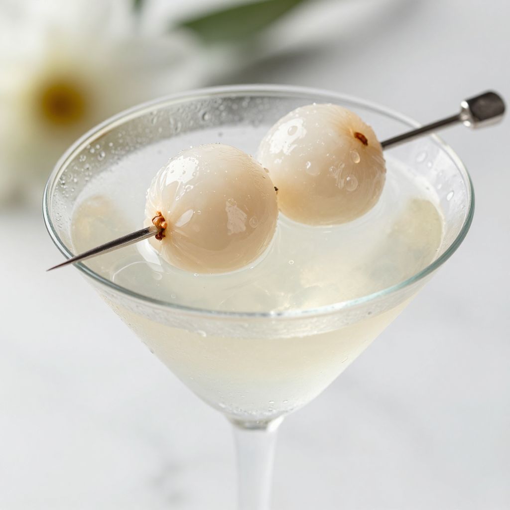 Lychee martini cocktail in glass