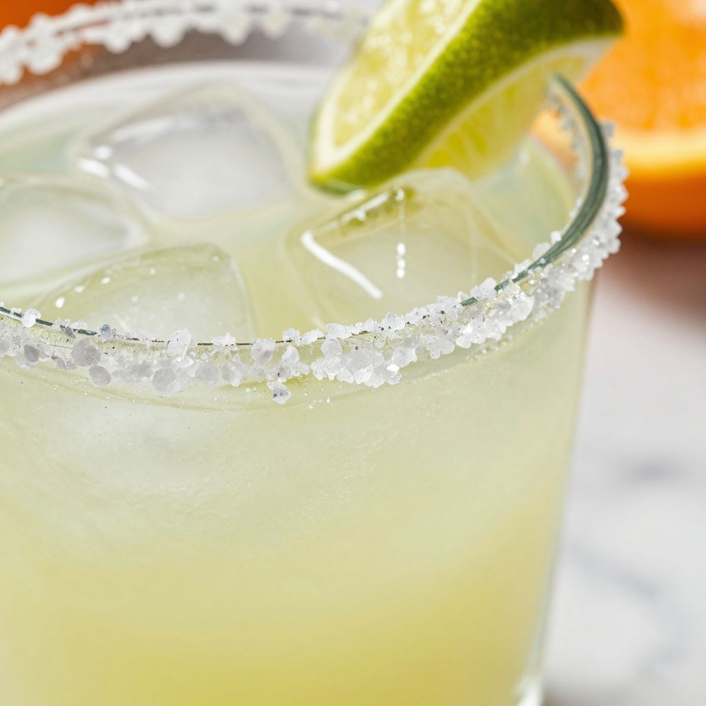 Homemade margarita mix in a glass bottle