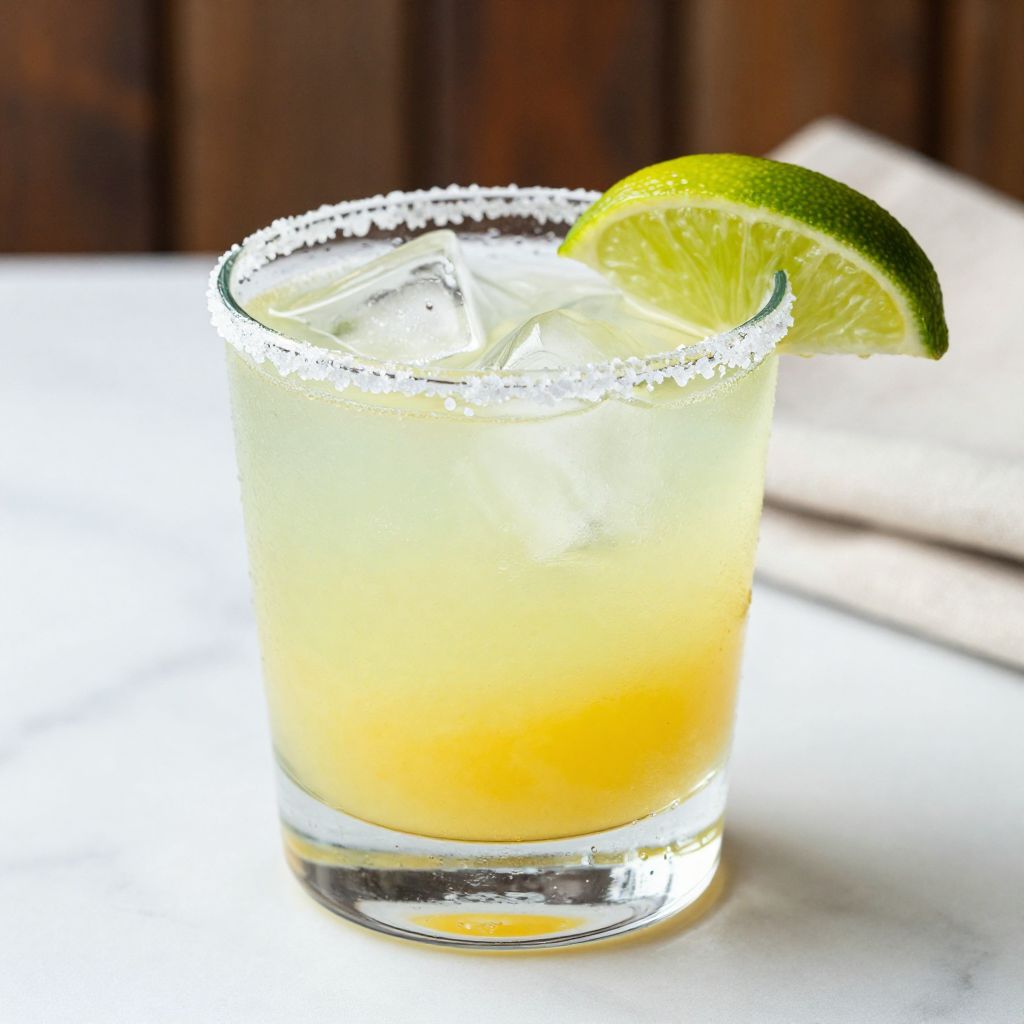 Margarita served in a salted glass