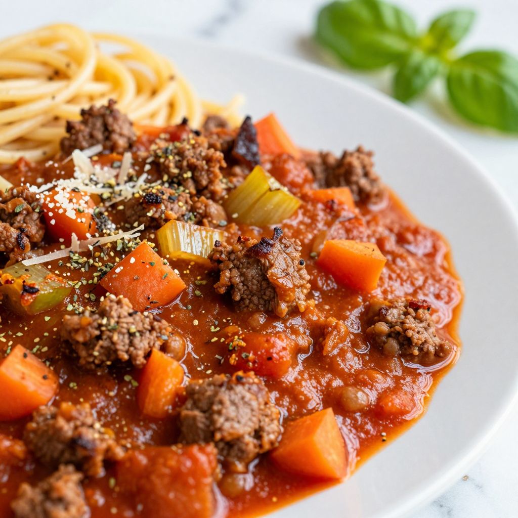 Finished meat sauce in pot