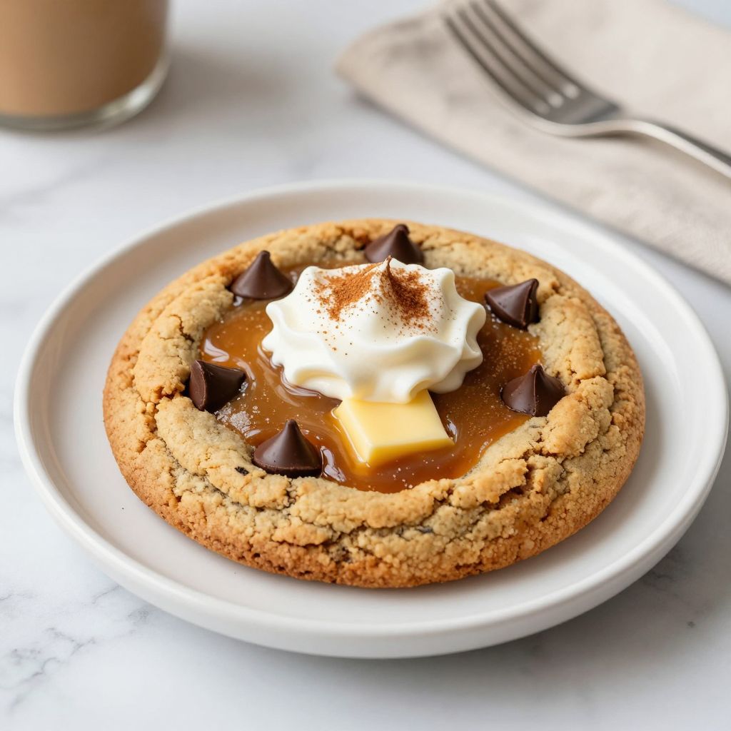 Mug cookie topped with ice cream