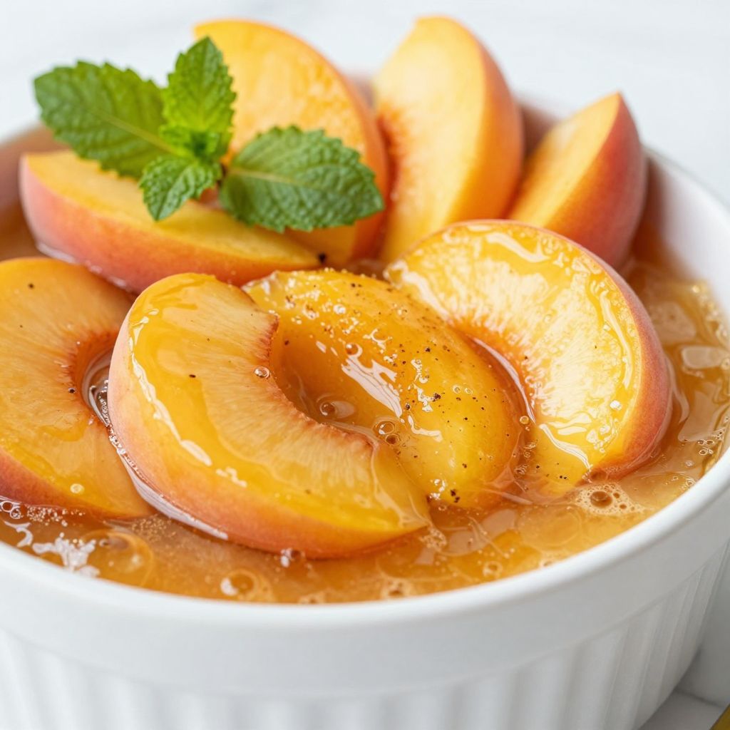 Peach pie filling simmering in pot