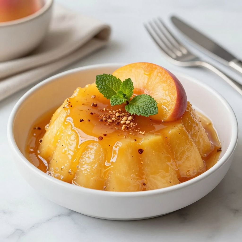Jar of homemade peach pie filling