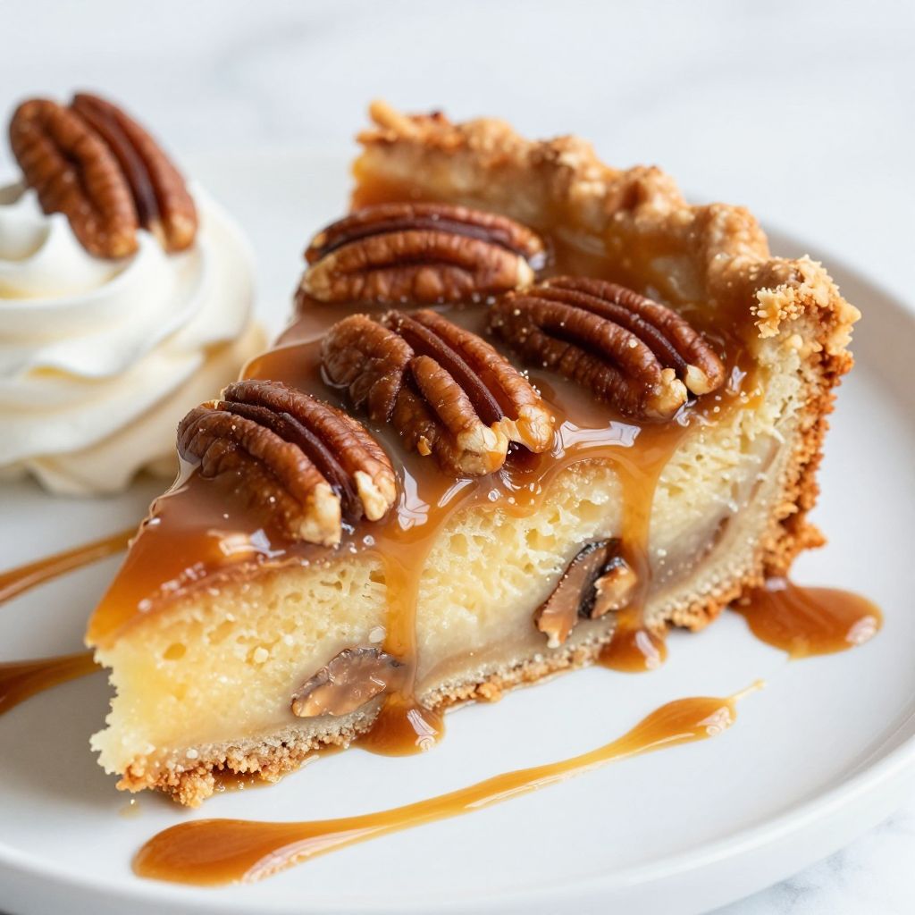 Pecan pie dump cake slice