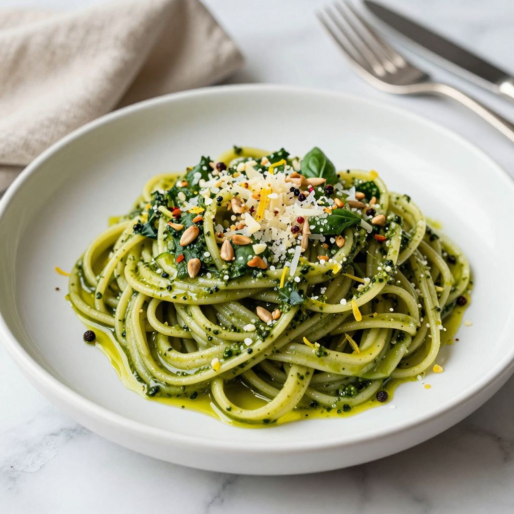 Pesto served with pasta