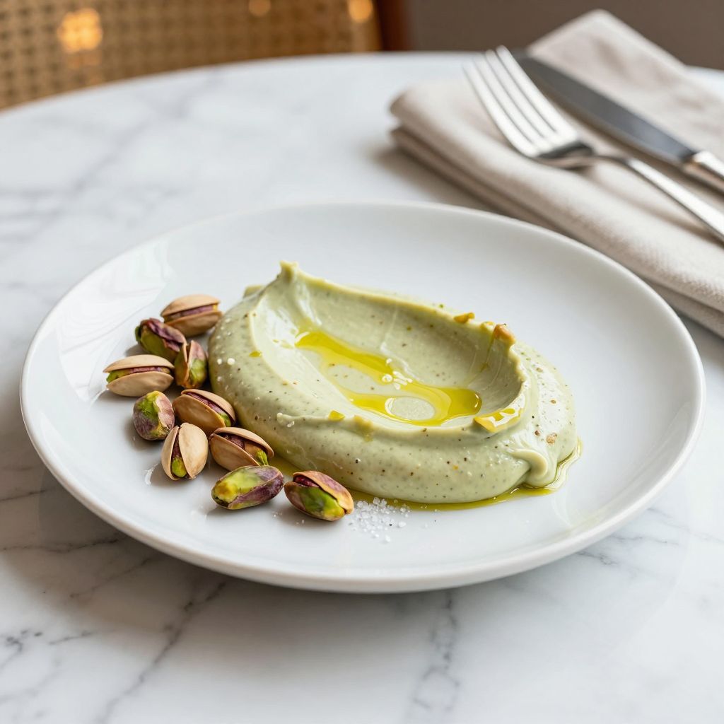 Jar of pistachio cream with spoon