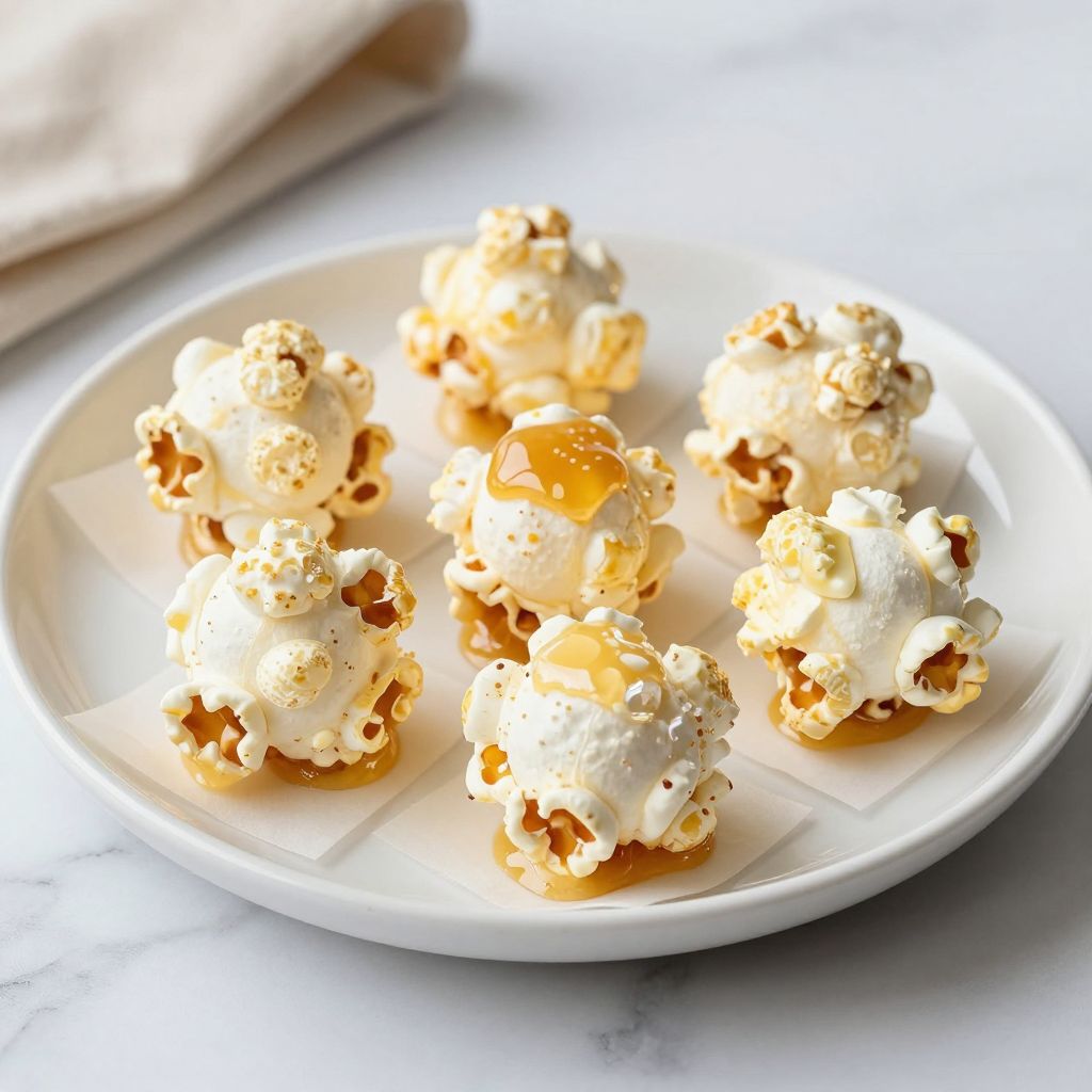 Finished popcorn balls on display