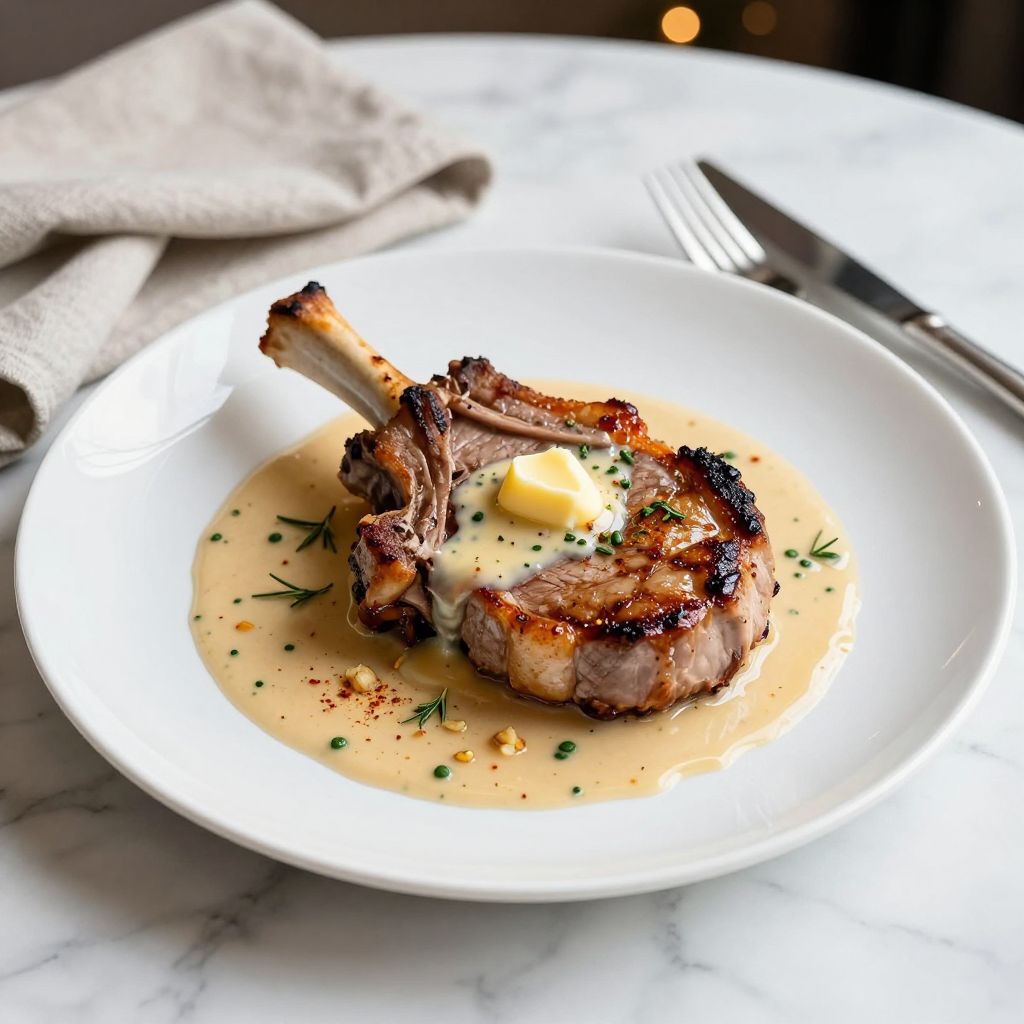 Plated Pork Chop Supreme ready to serve