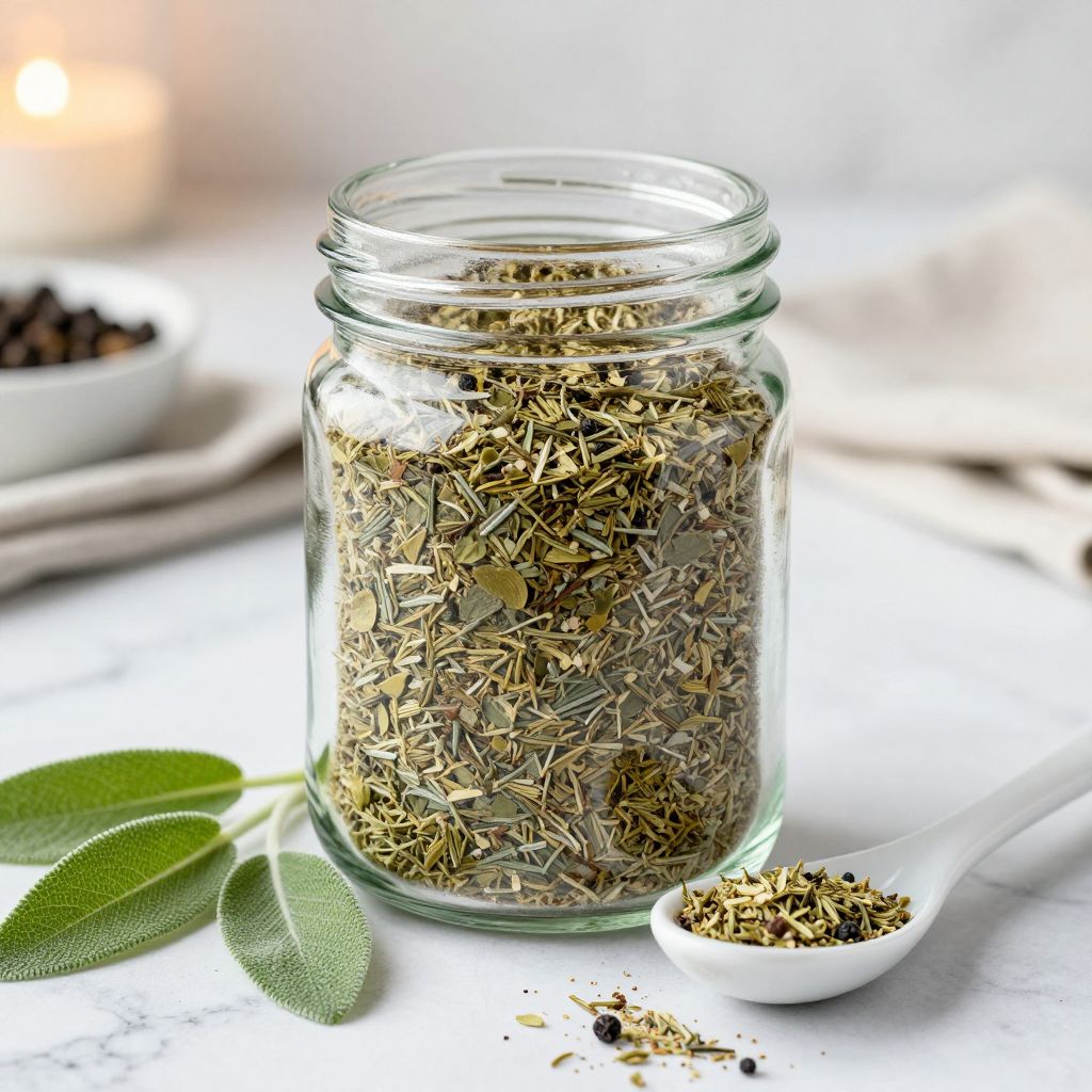 Jar of homemade poultry seasoning