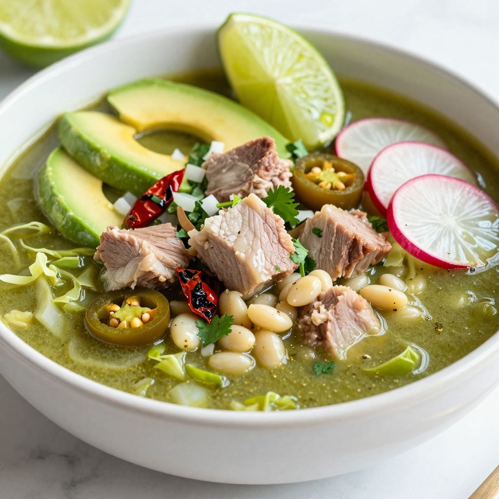 Pozole verde cooking process