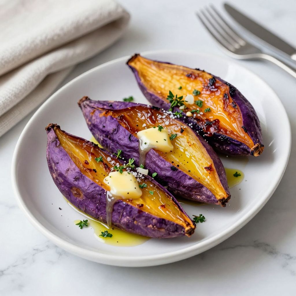 Bowl of mashed purple sweet potatoes